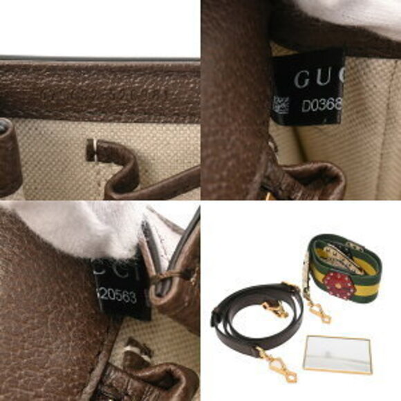 Gucci Handbag Bamboo Beige Ebony Brown GG Supreme Leather Bag - Picture 10 of 10